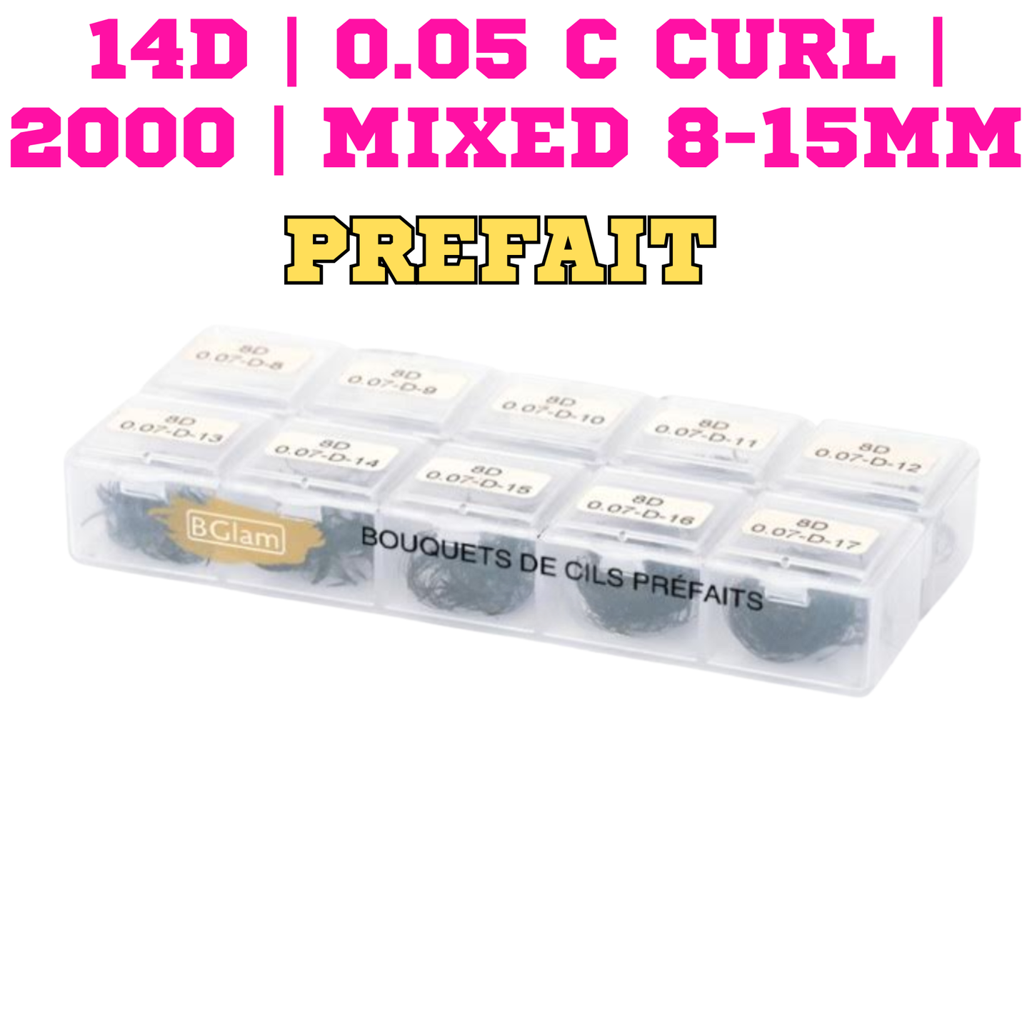 BGLAM Premade Fans 14D | 0.05 C Curl | 2000 | Mixed 8-15mm