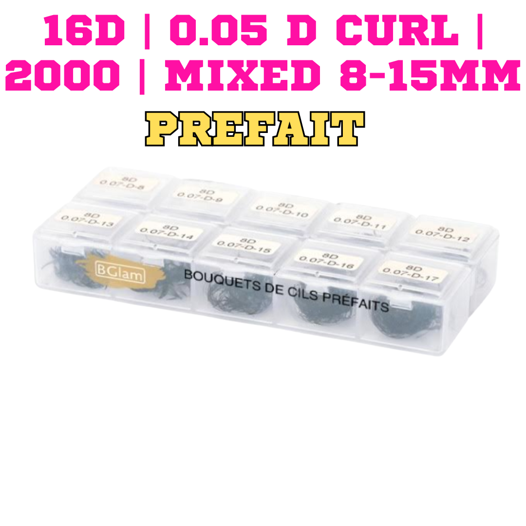 BGLAM Premade Fans 16D | 0.05 D Curl | 2000 | Mixed 8-15mm