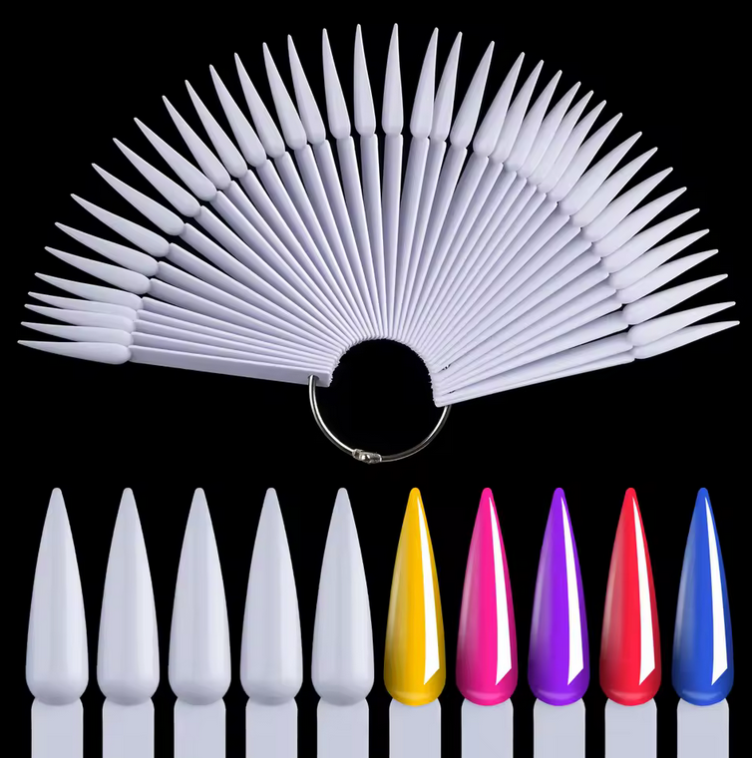 Nail Swatch Sticks | Stiletto | White | 50 tips