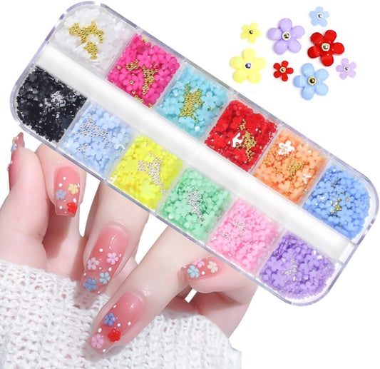 3D Nail Art Flower Decoration Kit | 12 Colors Floral Nail Art Set