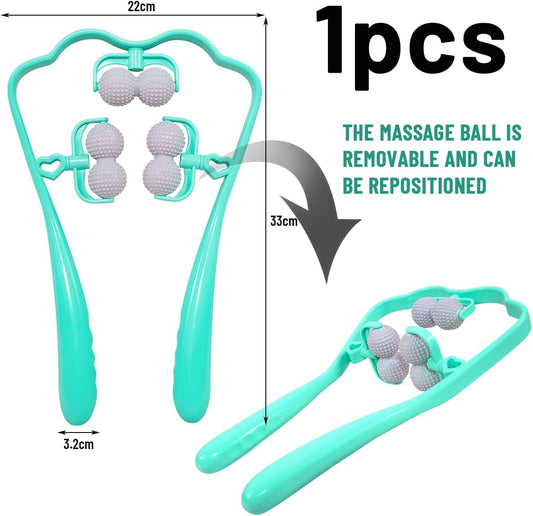 Neck and Shoulder Massager Roller | Manual Muscle Relaxation Tool