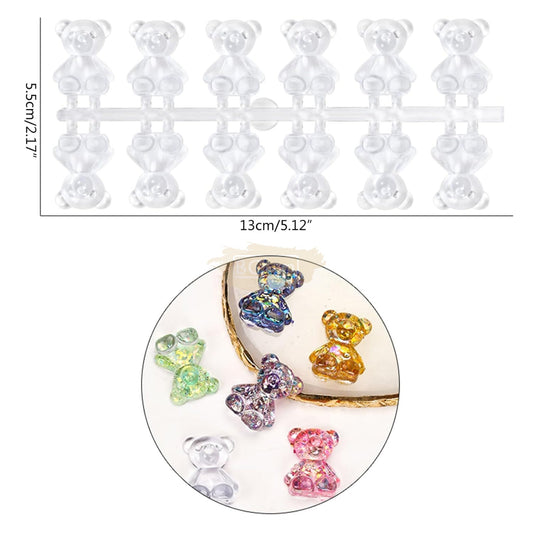 Teddy Bear Shaped Nail Swatch | 60 pcs | Clear
