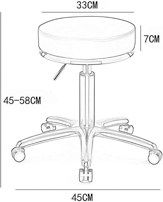 Adjustable Hydraulic Stool on wheels with footrest | Round | Black & Gold