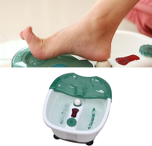 Foot Spa Massager with Rollers, Infrared Heating & Bubble Bath | Green/White