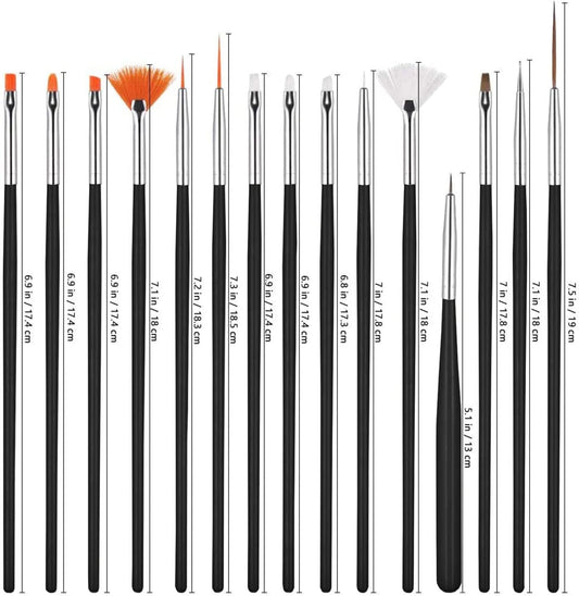 Nail Art Brush Set (15 pcs) | Black