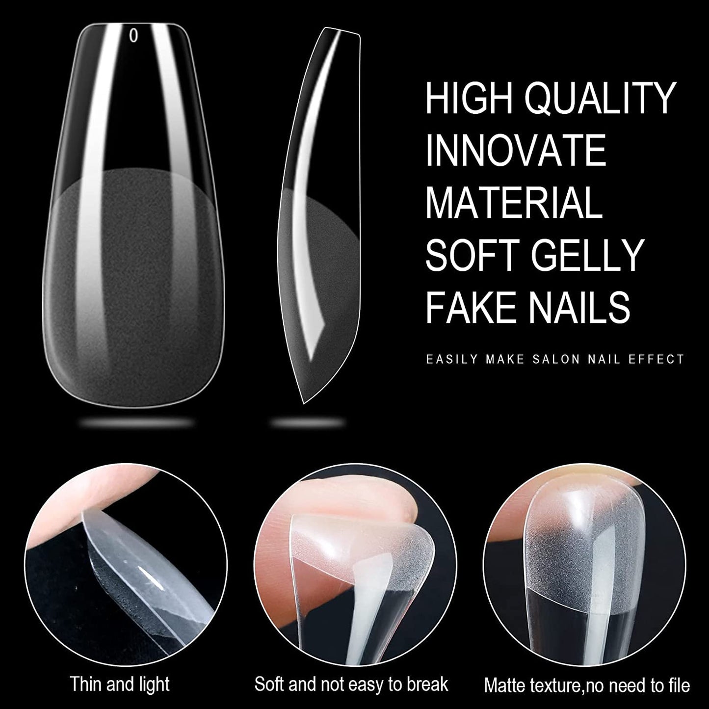 Soft Gel Tips | Full Cover | Medium Square 550 Tips Purple Box