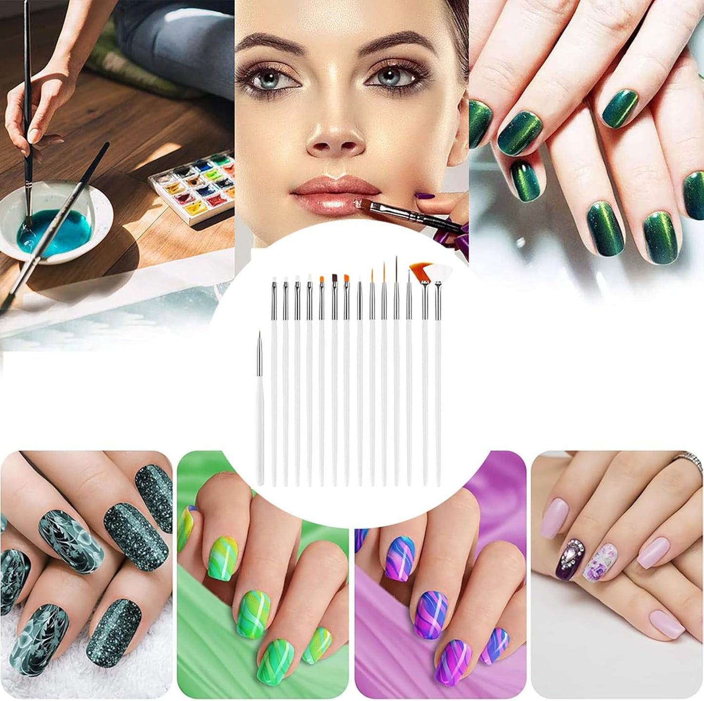 Nail Art Brush Set (15 pcs) | White