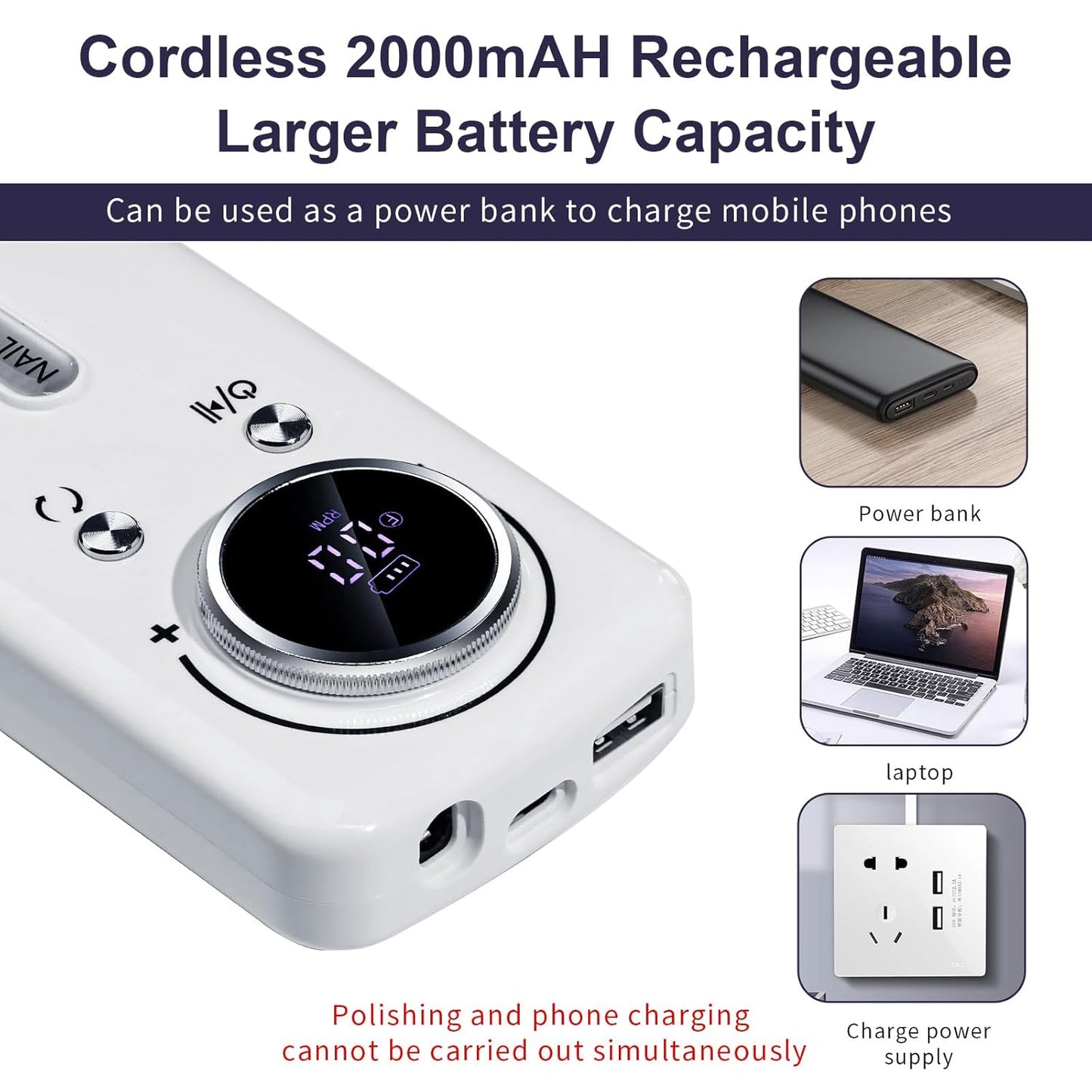 Portable and Rechargeable Nail drill Machin | 45k RPM