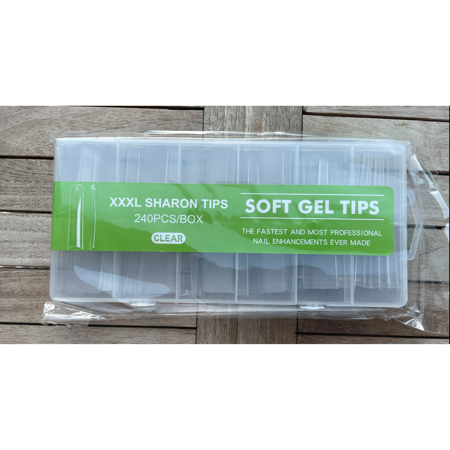 Soft Gel Tips | Full Cover | XXXL Sharon (240pcs) Green Box