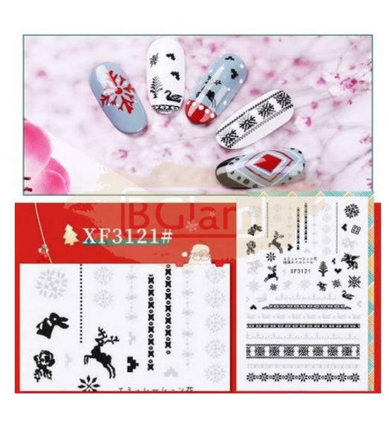 Festive Season Nail Stickers - Available In 8 Variants Xf3121 Art