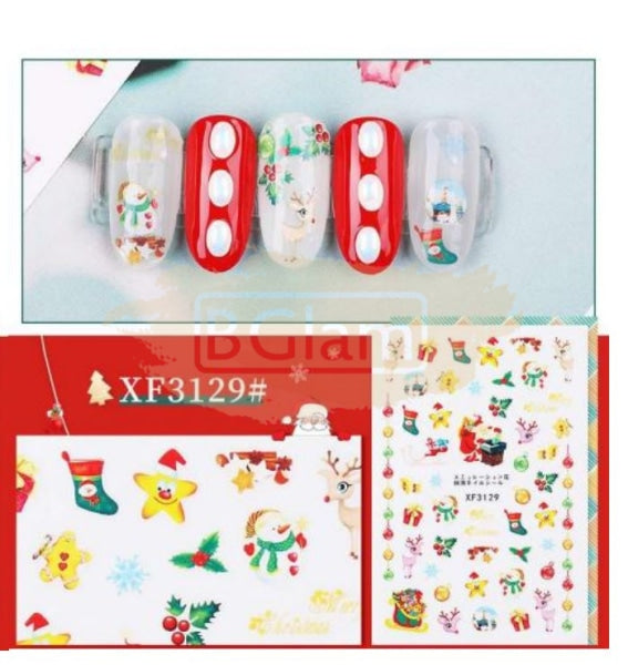 Festive Season Nail Stickers - Available In 8 Variants Xf3129 Art