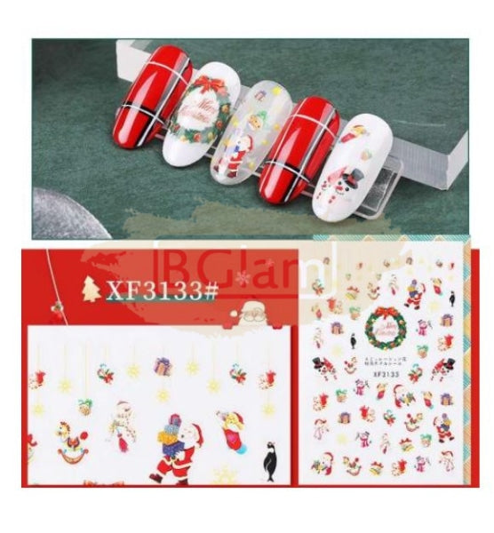 Festive Season Nail Stickers - Available In 8 Variants Xf3133 Art