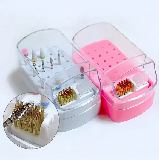 Nail Drill Bit Cleaning & Storage Box | 30 Storage holes