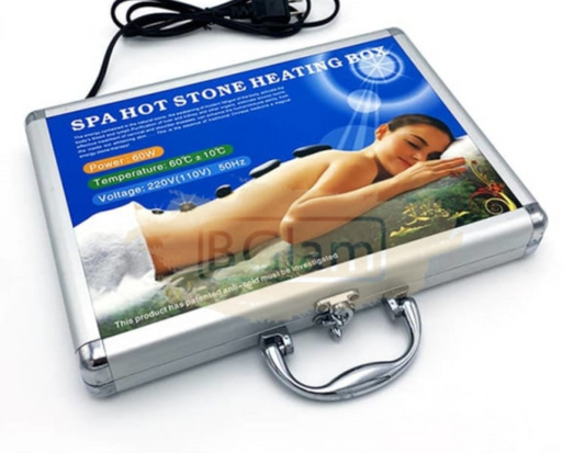 Stone Warmer for Massage (16 pcs) & Stone Heater in Aluminum Case