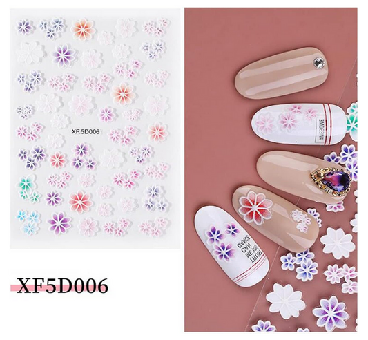 5D Embossed Nail Art Stickers - XF5D006