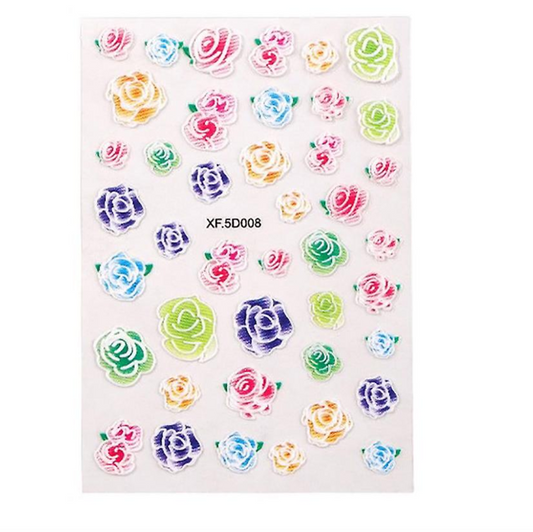 5D Embossed Nail Art Stickers - XF5D008