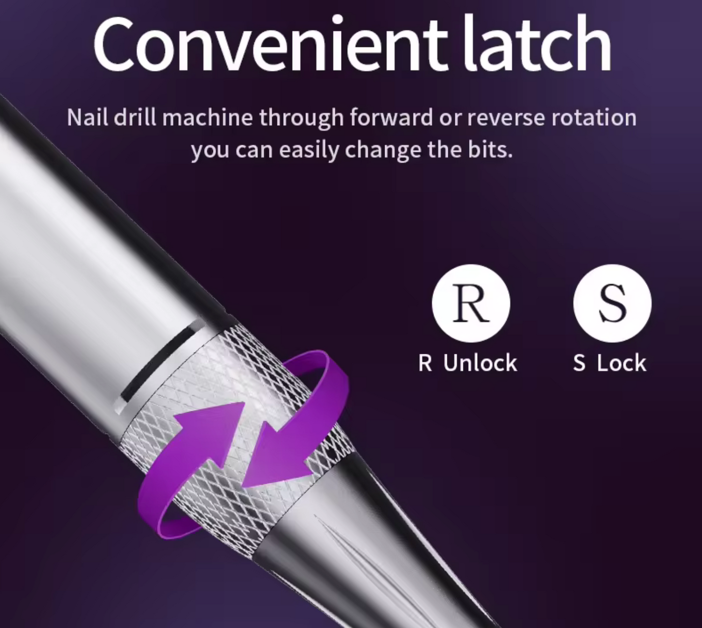 Portable Nail Drill Machin Black 35000RPM 50W