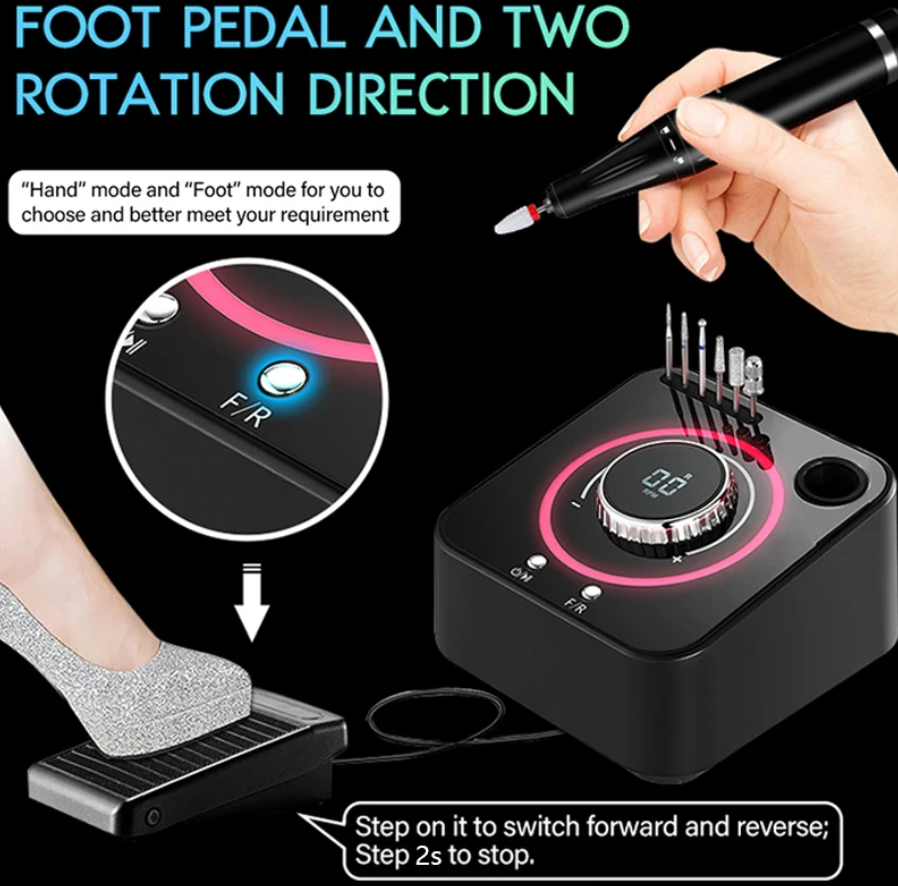 Professional Electric Nail drill machine 40000 RPM 40W | A Pedale