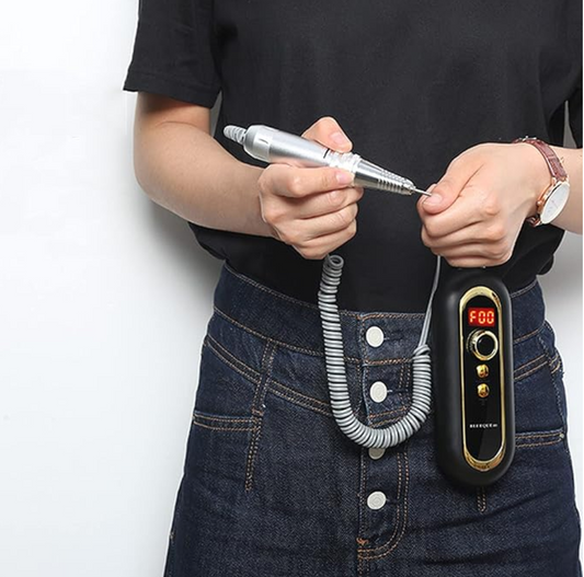 Portable Electric Nail Drill Machine 30,000 RPM Black Gold 50W