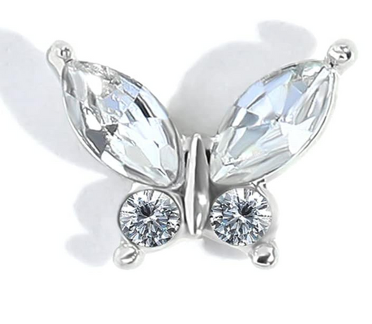 3D Nail Fashion Jewelry | Silver Butterfly SQ012-2 | 11 x 9 mm