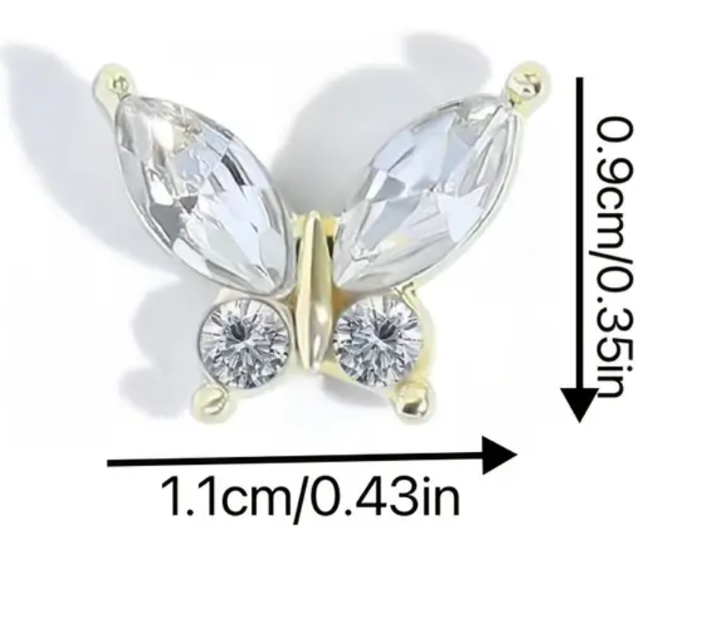 3D Nail Fashion Jewelry | Silver Butterfly SQ012-2 | 11 x 9 mm