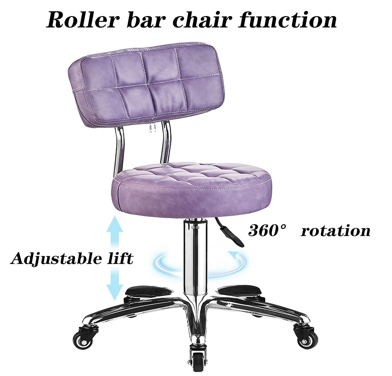 Beauty Salon Hydraulic Swivel Stool with Backrest | Purple