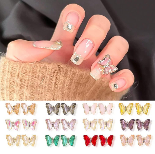 3D Nail Fashion Jewelry | Gold Butterfly | 12 colors | MR-101 to MR-112 | Sold by the piece