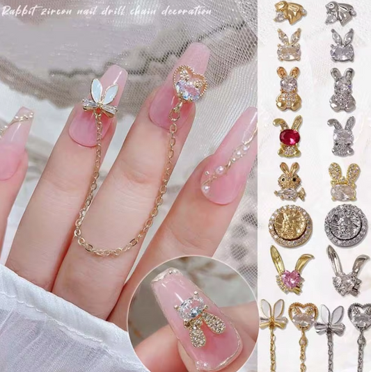 3D Nail Fashion Jewelry | Rabbit Style | Gold or Silver Color | K8-3143 to K8-3162 | Sold by the piece