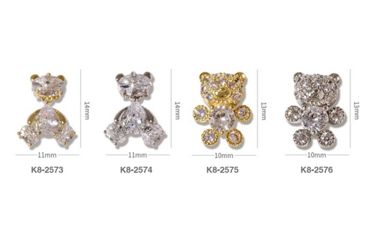 3D Nail Fashion Jewelry | Little Bear | 4 styles | K8-2573 to K8-2576 | Sold by the piece
