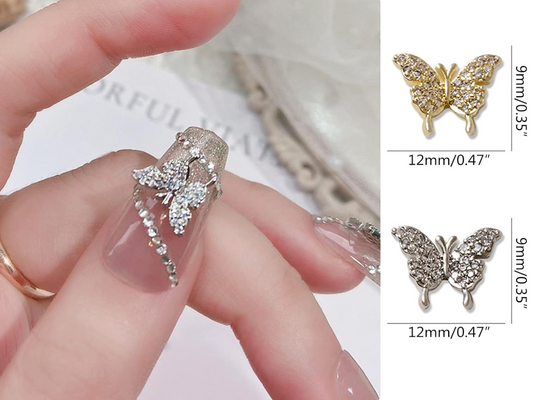 3D Nail Fashion Jewelry | Butterfly | K-3163 & K-3164 | Gold or Silver | Sold by the piece