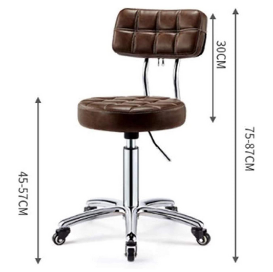 Beauty Salon Hydraulic Swivel Stool with Backrest | Brown