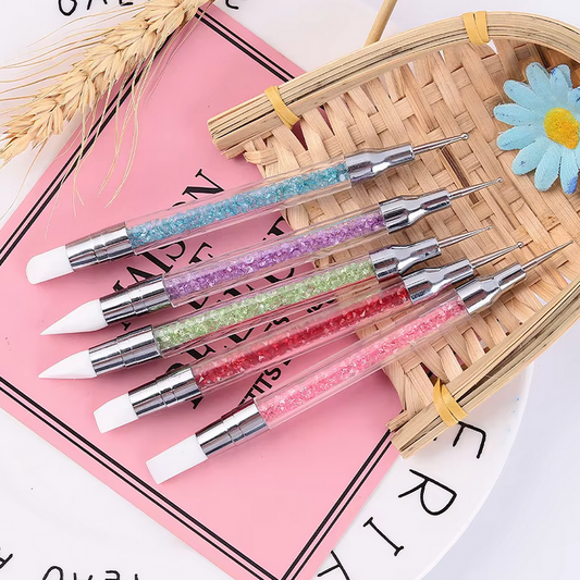 Dual-Ended Nail Art Tool | Silicone Sculpting Tip and Dotting Pen