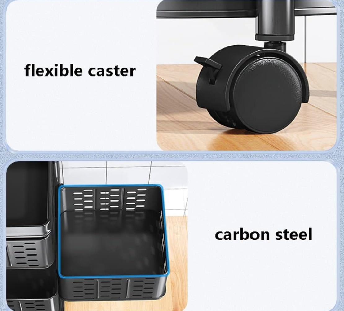 Rotating 5-Tier Organizer with Square Containers | Black