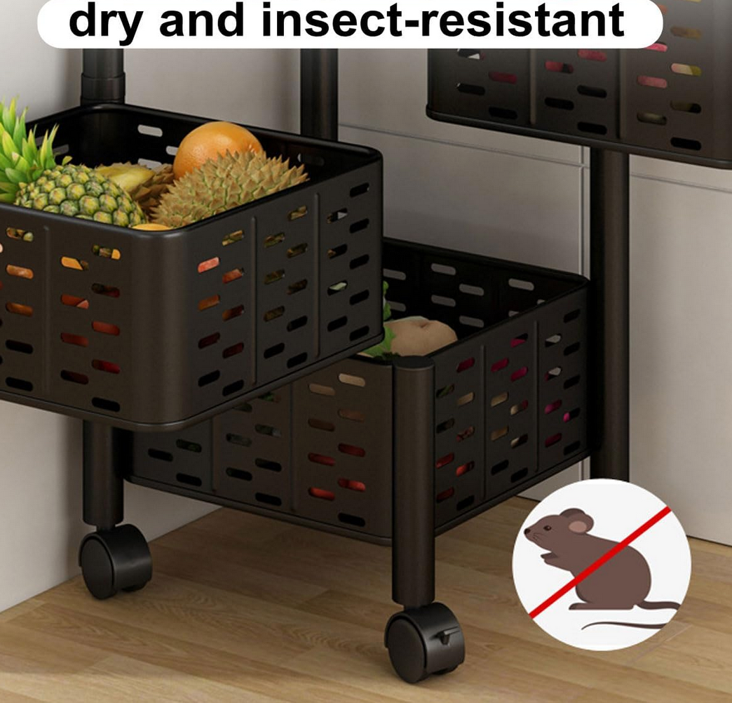 Rotating 4-Tier Organizer with Square Containers | Black