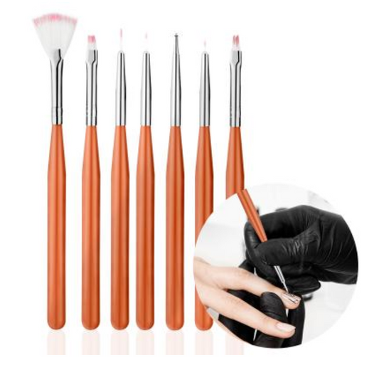 Nail Art Brush Set (7 pcs) | Orange