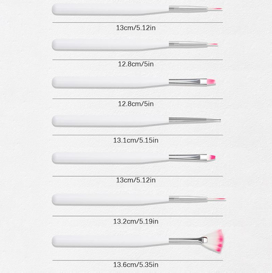 Nail Art Brush Set (7 pcs) | White