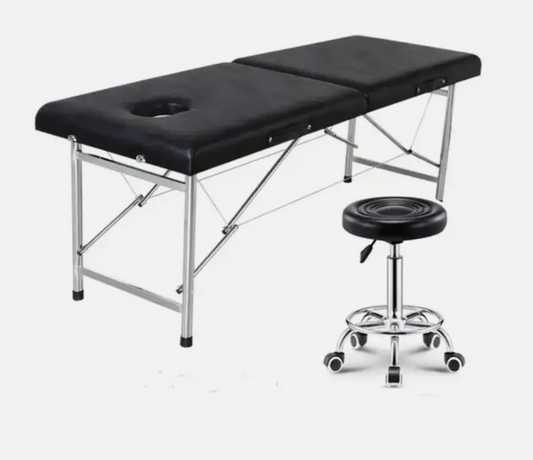 Portable Massage Bed 180*60*65cm | Black | Height Non-Adjustable | Stool not included