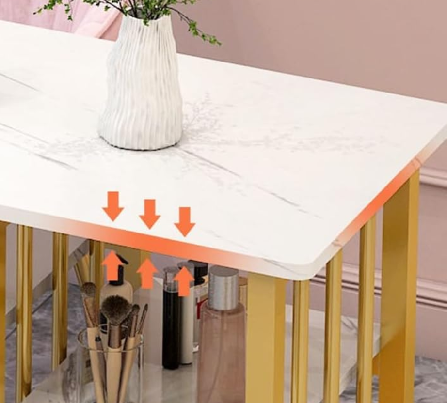 Elegant Wooden & Gold Manicure Table (Only the Table) | 4 sizes