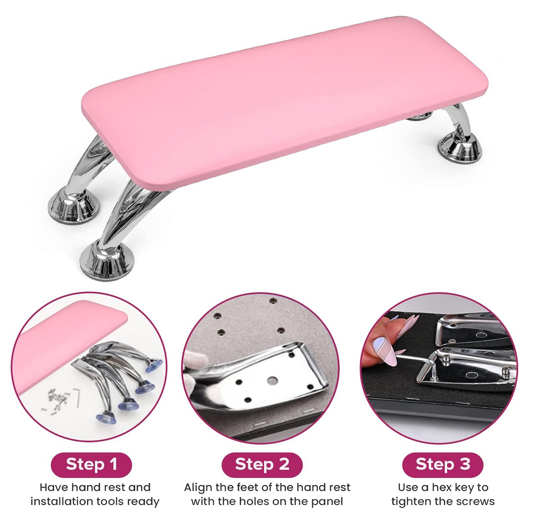 Repose-bras professionnel pour manucure & repose-pieds pour pédicure | Rose