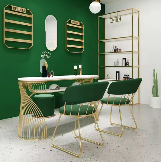 Table de Manucure de Luxe en Marbre et Métal Doré | 4 tailles