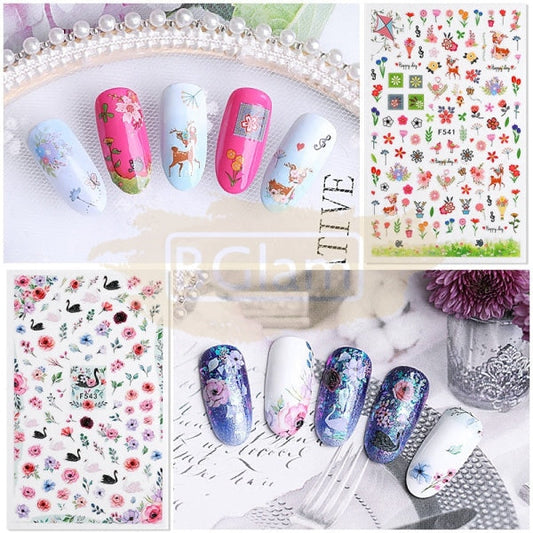 Nail Art Flower Stickers - Available In 10 Designs