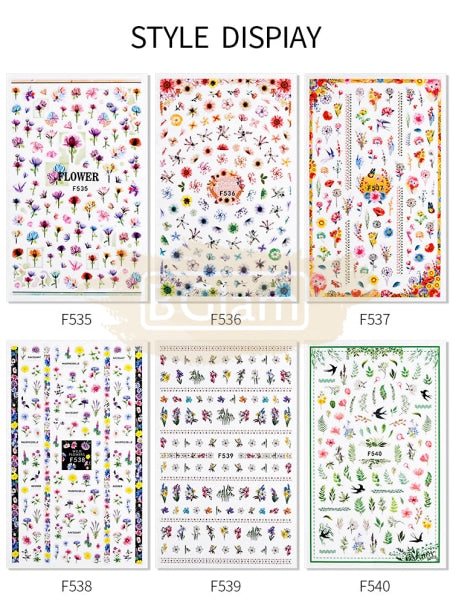 Nail Art Flower Stickers - Available In 10 Designs