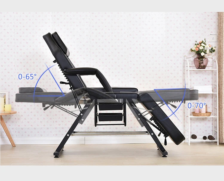 Pro Black Reclining Spa Chair | Adjustable with Built-in Pockets & Footrest