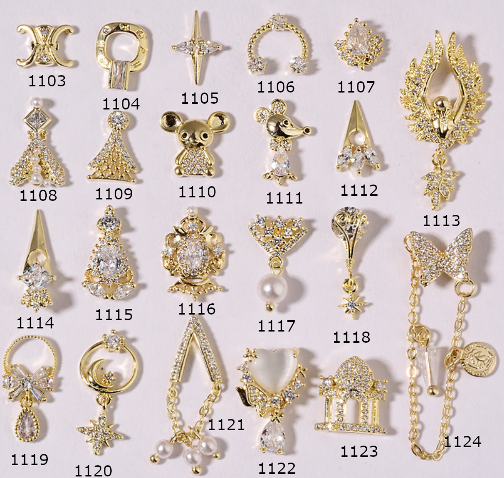 3D Nail Fashion Jewelry | Gold or Silver Color | K8-1103 to K8-1124 | Sold by the piece