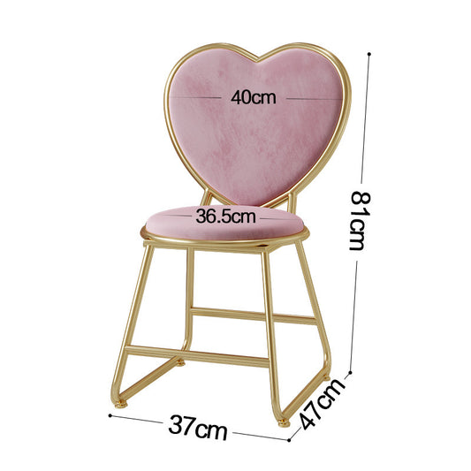Velvet Heart-Shaped Chair with footrest | Pink