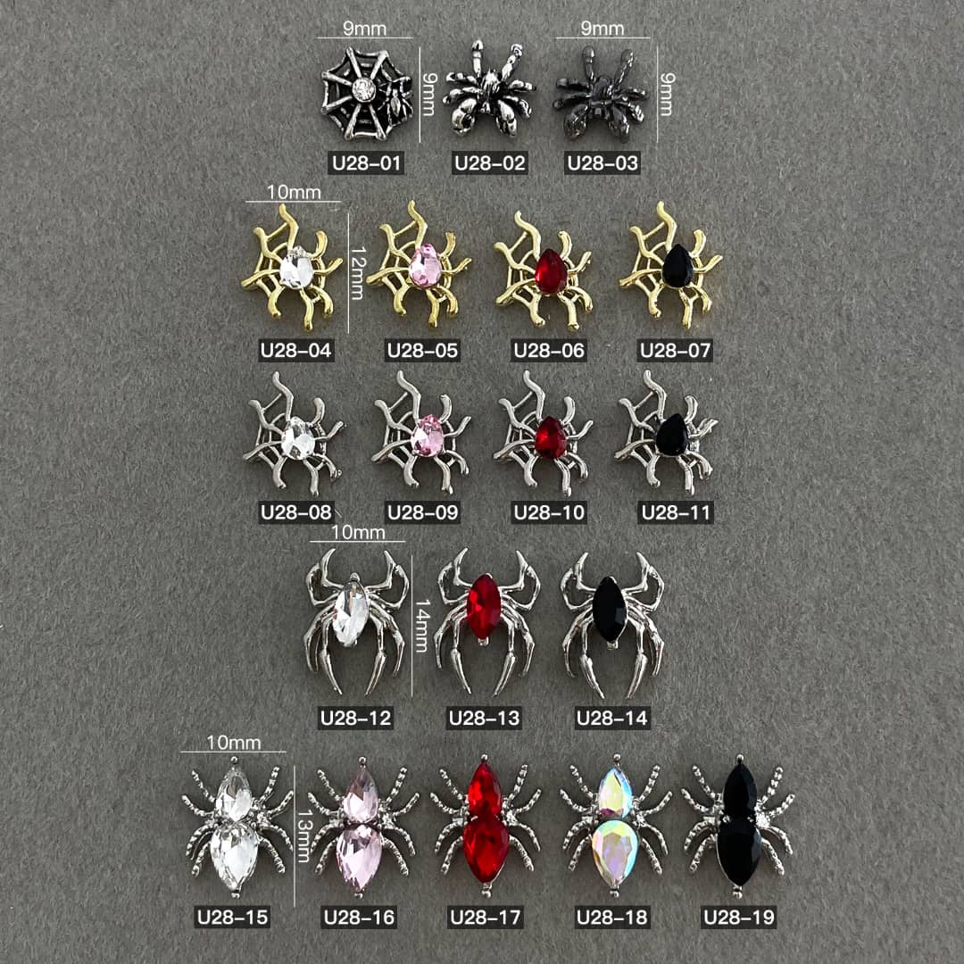 Nail Art Jewelry | Charm 3D Araignée – Cristal Gothique & Métal Nail Art