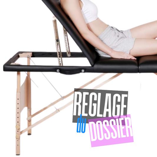 Portable Massage Spa Bed 185*60cm | Wood | 3 Zones | Black