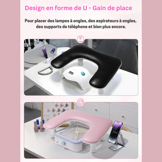 Repose-bras ergonomique professionnel en forme de U pour manucure | Noir