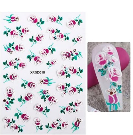 5D Embossed Nail Art Stickers - XF5D010