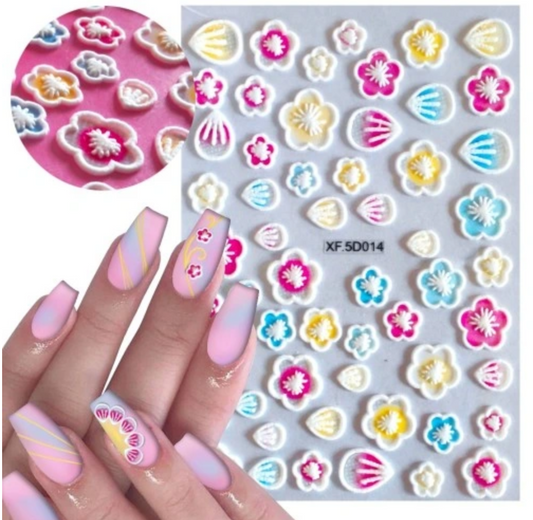 5D Embossed Nail Art Stickers - XF5D014